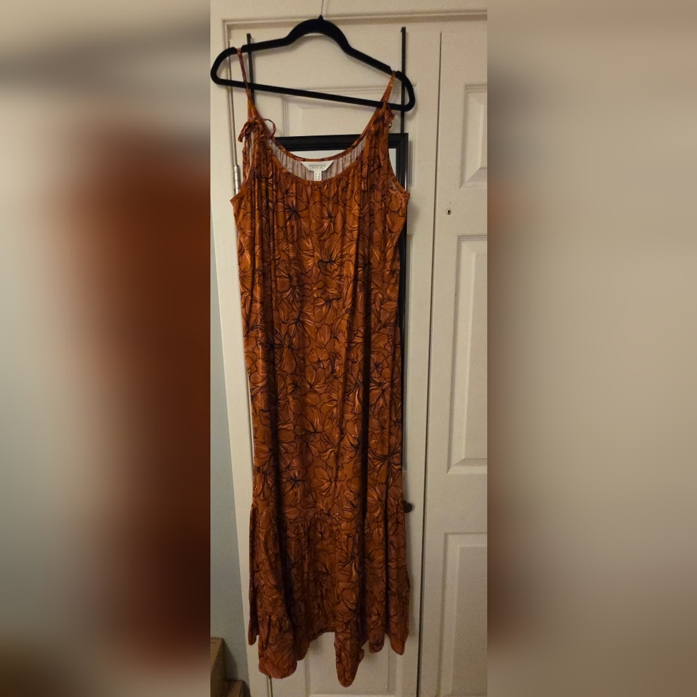 3X Addition Elle Floral Orange Maxi Dress